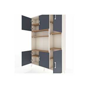 Arges Dolap 9 Raflı 6 Kapaklı 132x30x195 Aytaşı-antrasit/çam