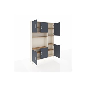 Arges Dolap 9 Raflı 6 Kapaklı 132x30x195 Aytaşı-antrasit/çam