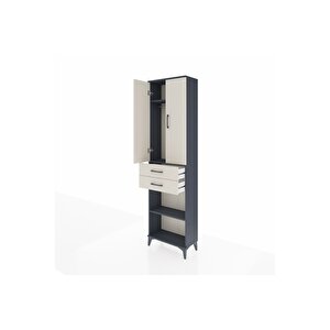 Arges Dolap 3 Raflı 2 Çekmeceli Tek Askılı 60x30x221 Antrasit-aytaşı
