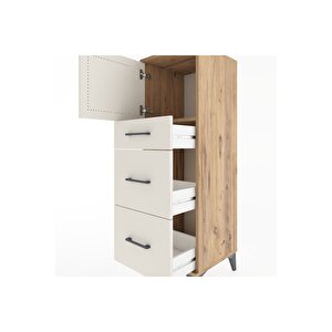 Hyperion Dolap Tek Raflı 3 Çekmeceli Tek Kapaklı 44x44x134 Çam-aytaşı