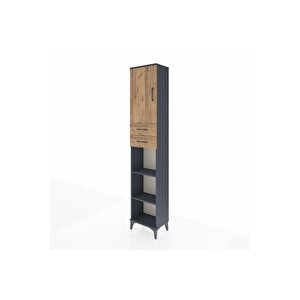 Arges Dolap 4 Raflı 2 Çekmeceli Tek Kapaklı 44x30x221 Antrasit-çam