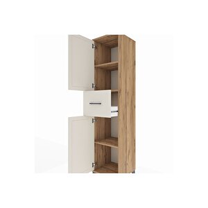 Hyperion Dolap 3 Raflı Tek Çekmeceli 2 Kapaklı 44x44x195 Çam-aytaşı