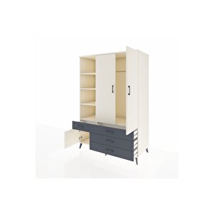 Kronos Dolap 5 Raflı 4 Çekmeceli Tek Askılı 132x59x195 Aytaşı-aytaşı/antrasit