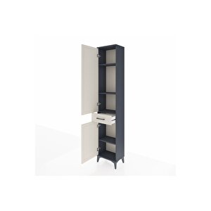 Arges Dolap 4 Raflı Tek Çekmeceli 2 Kapaklı 44x30x221 Antrasit-aytaşı