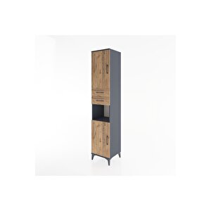 Hyperion Dolap 4 Raflı 2 Çekmeceli 2 Kapaklı 44x44x221 Antrasit-çam