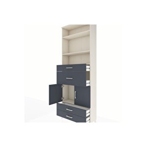 Arges Dolap 4 Raflı 4 Çekmeceli 2 Kapaklı 88x30x243 Aytaşı-antrasit