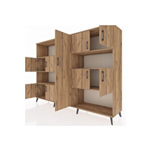 Hyperion Dolap 10 Raflı 9 Kapaklı 220x44x163 Çam-çam