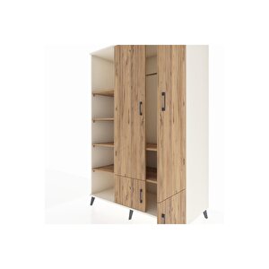 Kronos Dolap 6 Raflı 4 Kapaklı Tek Askılı 132x59x195 Aytaşı-çam/çam