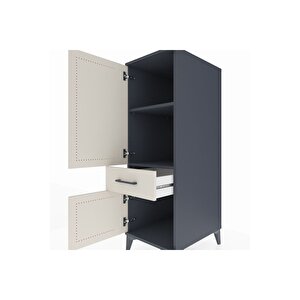Kronos Dolap 2 Raflı Tek Çekmeceli 2 Kapaklı 44x59x134 Antrasit-aytaşı