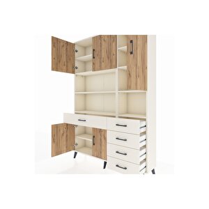 Arges Dolap 9 Raflı 5 Çekmeceli 5 Kapaklı 132x30x195 Aytaşı-çam/aytaşı