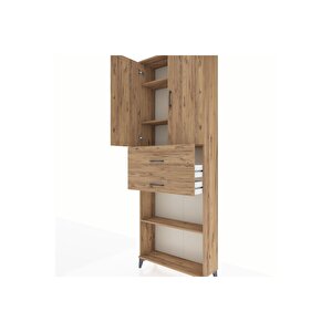 Arges Dolap 4 Raflı 2 Çekmeceli 2 Kapaklı 88x30x243 Çam-çam