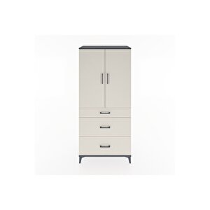 Hyperion Dolap 3 Raflı 3 Çekmeceli 2 Kapaklı 88x44x195 Antrasit-aytaşı