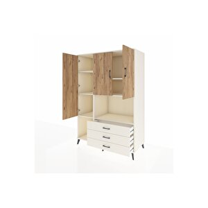 Kronos Dolap 6 Raflı 3 Çekmeceli 3 Kapaklı 132x59x195 Aytaşı-çam/aytaşı