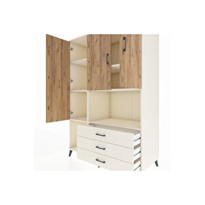 Kronos Dolap 6 Raflı 3 Çekmeceli 3 Kapaklı 132x59x195 Aytaşı-çam/aytaşı