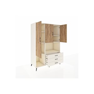 Kronos Dolap 6 Raflı 3 Çekmeceli 3 Kapaklı 132x59x195 Aytaşı-çam/aytaşı