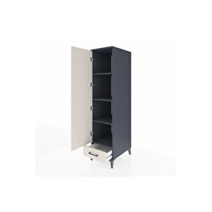 Kronos Dolap 4 Raflı Tek Çekmeceli Tek Kapaklı 44x59x182 Antrasit-aytaşı