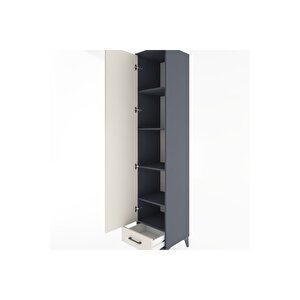 Hyperion Dolap 5 Raflı Tek Çekmeceli Tek Kapaklı 44x44x221 Antrasit-aytaşı