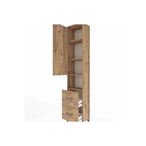 Arges Dolap 4 Raflı 2 Çekmeceli Tek Kapaklı 44x30x221 Çam-çam