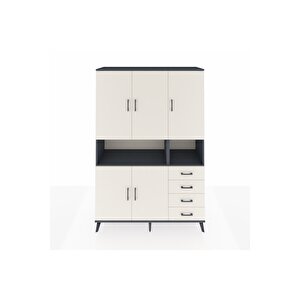 Hyperion Gardrop 7 Raflı 4 Çekmeceli 5 Kapaklı 132x44x195 Antrasit-aytaşı