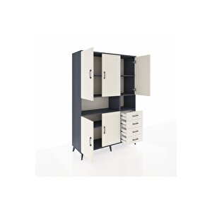 Hyperion Gardrop 7 Raflı 4 Çekmeceli 5 Kapaklı 132x44x195 Antrasit-aytaşı