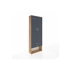 Arges Dolap 2 Raflı 2 Çekmeceli Tek Askılı 88x30x243 Çam-antrasit