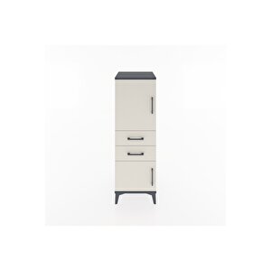 Hyperion Dolap 2 Raflı 2 Çekmeceli 2 Kapaklı 44x44x134 Antrasit-aytaşı