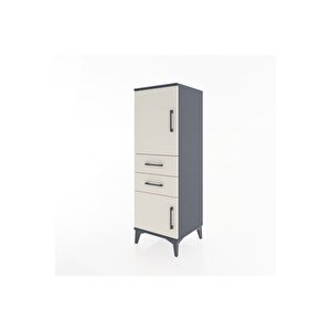 Hyperion Dolap 2 Raflı 2 Çekmeceli 2 Kapaklı 44x44x134 Antrasit-aytaşı