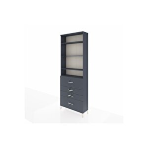 Arges Dolap 4 Raflı 4 Çekmeceli 88x30x243 Antrasit-antrasit