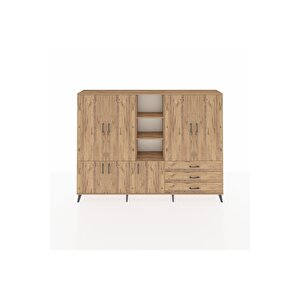 Arges Dolap 11 Raflı 3 Çekmeceli 7 Kapaklı 220x30x163 Çam-çam