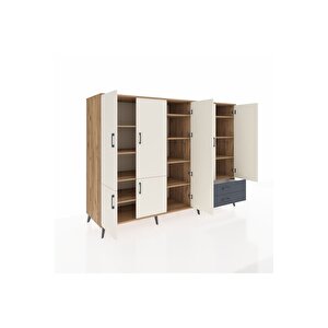 Kronos Dolap 12 Raflı 2 Çekmeceli 7 Kapaklı 220x59x163 Çam-aytaşı/antrasit