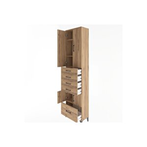 Arges Dolap 4 Raflı 5 Çekmeceli 4 Kapaklı 60x30x243 Çam-çam