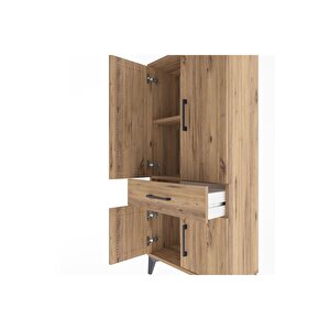 Arges Dolap 2 Raflı Tek Çekmeceli 4 Kapaklı 60x30x134 Çam-çam