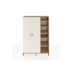 Hyperion Dolap 7 Raflı 2 Kapaklı Tek Askılı 132x44x195 Çam-aytaşı/antrasit