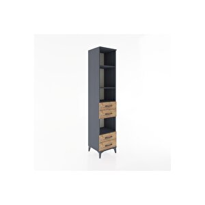 Hyperion Dolap 4 Raflı 4 Çekmeceli 44x44x221 Antrasit-çam