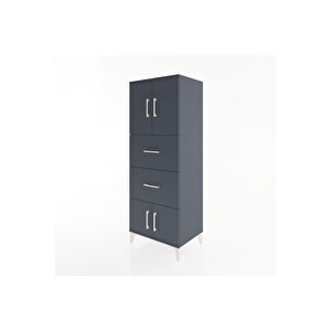 Hyperion Dolap 2 Raflı 2 Çekmeceli 4 Kapaklı 60x44x163 Antrasit-antrasit