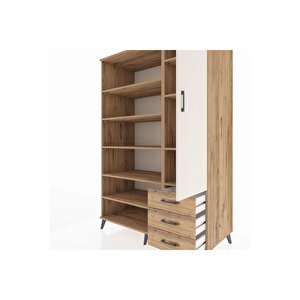 Kronos Dolap 9 Raflı 3 Çekmeceli Tek Kapaklı  132x59x195 Çam-aytaşı/çam