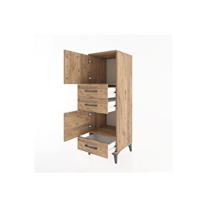 Hyperion Dolap 2 Raflı 3 Çekmeceli 2 Kapaklı 44x44x134 Çam-çam