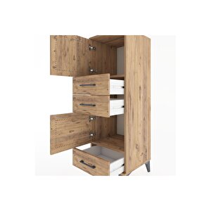 Hyperion Dolap 2 Raflı 3 Çekmeceli 2 Kapaklı 44x44x134 Çam-çam