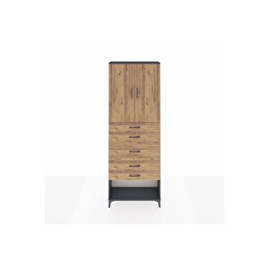 Arges Dolap 3 Raflı 5 Çekmeceli 2 Kapaklı 88x30x243 Antrasit-çam