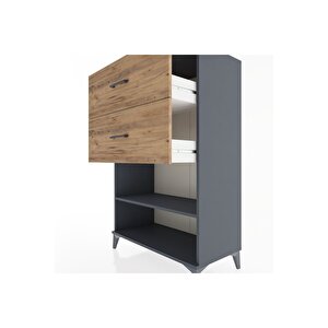 Hyperion Dolap Tek Raflı 2 Çekmeceli 88x44x134 Antrasit-çam