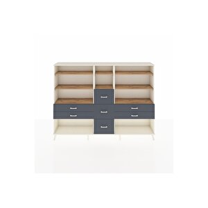 Arges Dolap 8 Raflı 7 Çekmeceli  220x30x163 Aytaşı-çam/antrasit