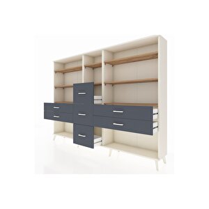 Arges Dolap 8 Raflı 7 Çekmeceli  220x30x163 Aytaşı-çam/antrasit