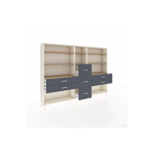 Arges Dolap 8 Raflı 7 Çekmeceli  220x30x163 Aytaşı-çam/antrasit