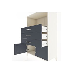 Hyperion Dolap Tek Raflı 3 Çekmeceli 2 Kapaklı 88x44x134 Aytaşı-antrasit
