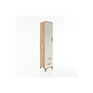 Hyperion Dolap 5 Raflı 2 Çekmeceli Tek Kapaklı 44x44x221 Çam-aytaşı