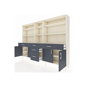 Arges Dolap 11 Raflı 5 Çekmeceli 4 Kapaklı 220x30x163 Aytaşı-antrasit