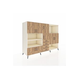 Kronos Dolap 10 Raflı 4 Çekmeceli 8 Kapaklı 220x59x163 Aytaşı-çam