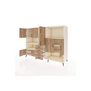 Kronos Dolap 10 Raflı 4 Çekmeceli 8 Kapaklı 220x59x163 Aytaşı-çam