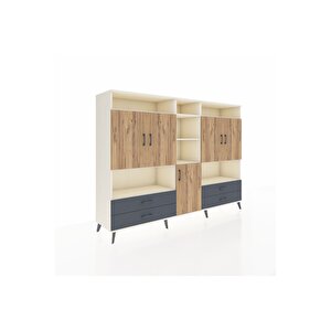 Hyperion Dolap 12 Raflı 4 Çekmeceli 5 Kapaklı 220x44x163 Aytaşı-çam/antrasit