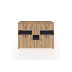 Kronos Dolap 14 Raflı 10 Kapaklı 220x59x163 Çam-çam/antrasit